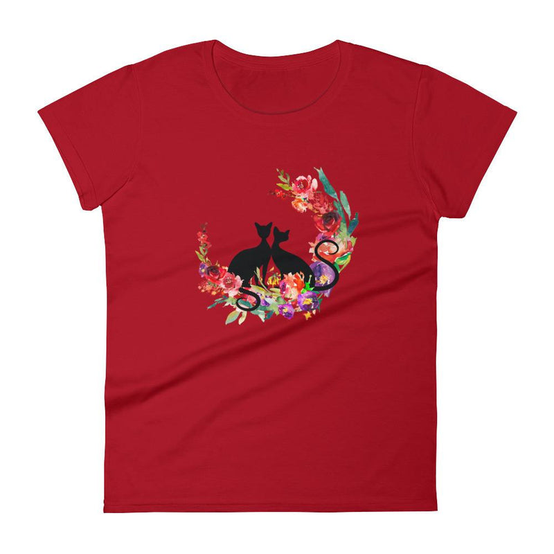 Floral Cat 'Loyalty' Women's Short Sleeve T-Shirt