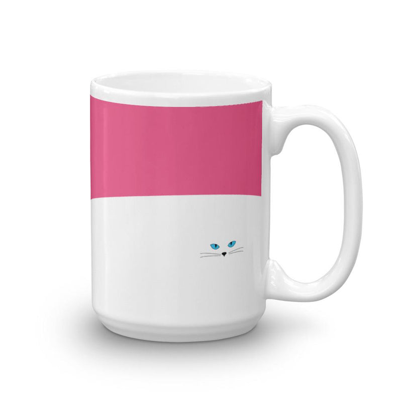 Inscrutable Cat Juicy Fruity Pink Mug Right Side View in 15oz
