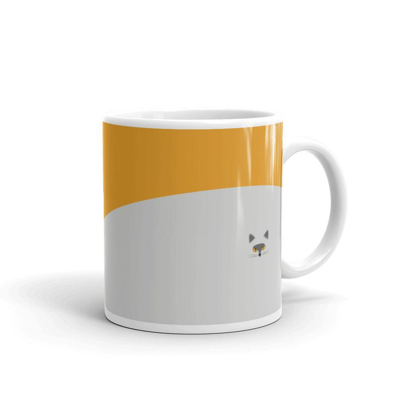 Inscrutable Cat Smoky Cat Gold Mug in Left Side View 11oz