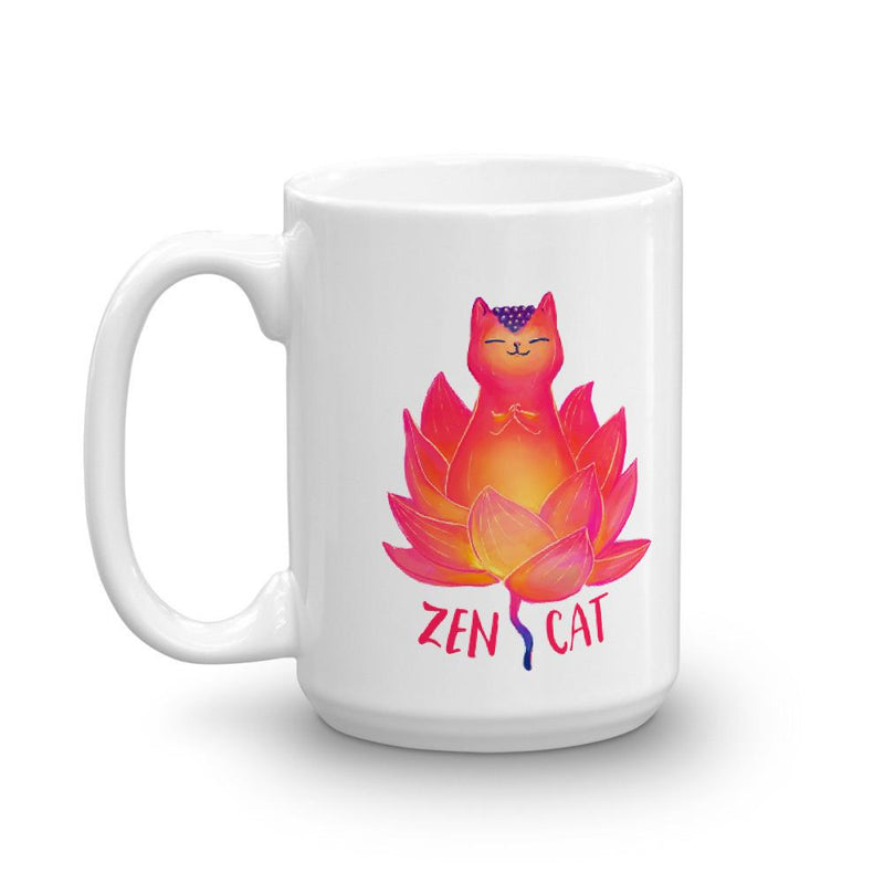 Zen cat cool mug for women who love cats or cat lovers. Cat doing yoga coffee mug.