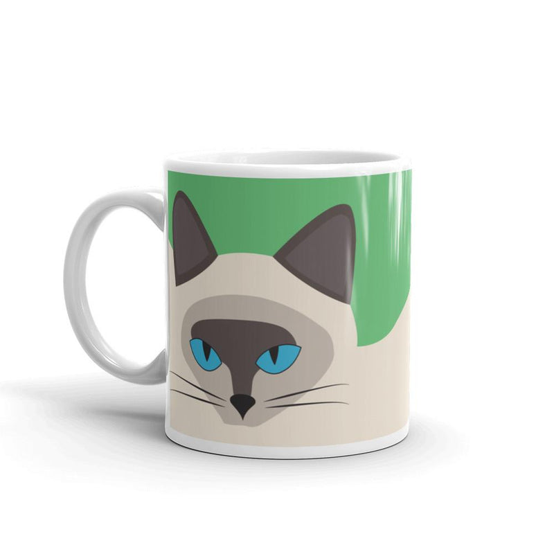Inscrutable Cat Siamese Cat Green Mug Right Side in 11oz