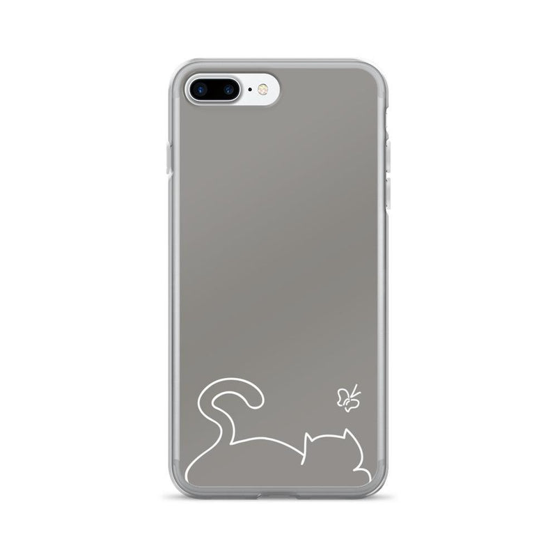 Minimalist Cat 'Recline Silver Grey' iPhone 7/7 Plus Case
