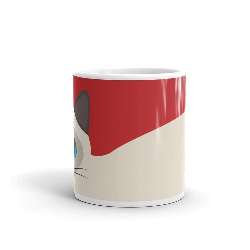 Inscrutable Cat Siamese Cat Red Mug Middle in 11oz