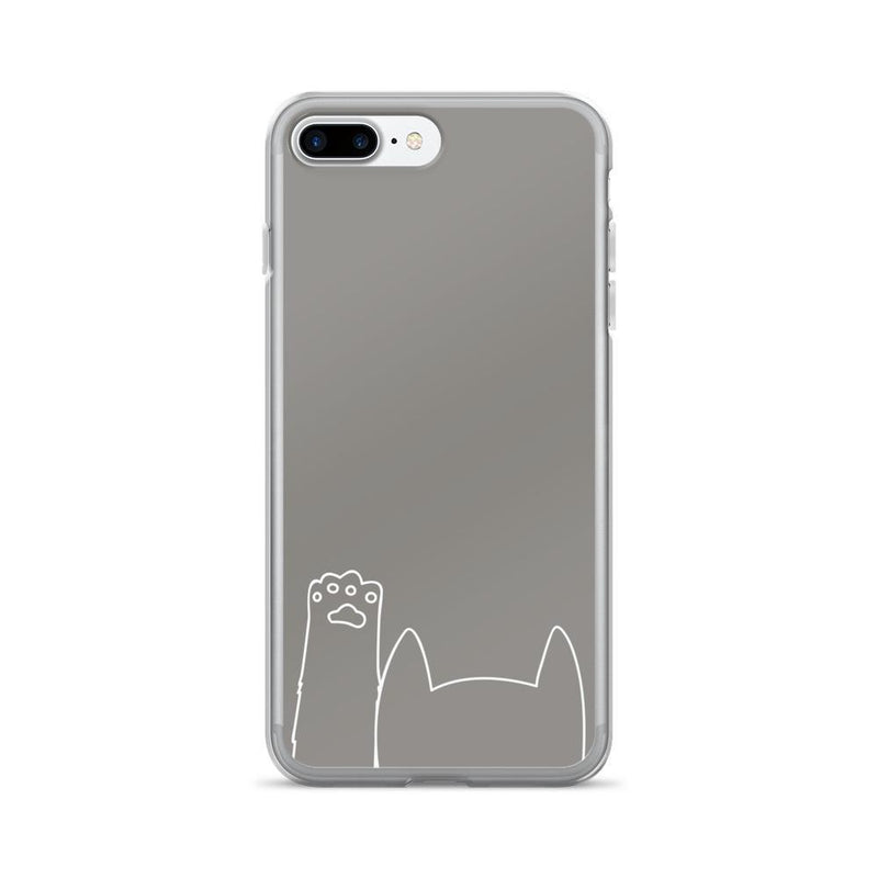 Minimalist Cat 'Hands Up Silver-Grey' iPhone 7/7 Plus Case