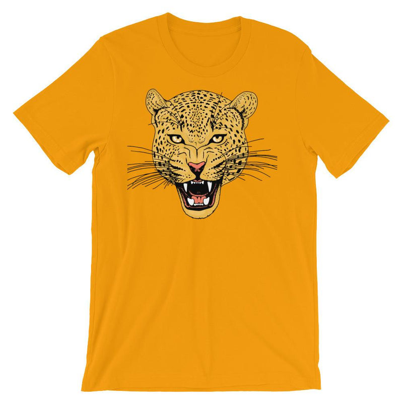 wild cat roaring leopard comfy unisex tee shirt