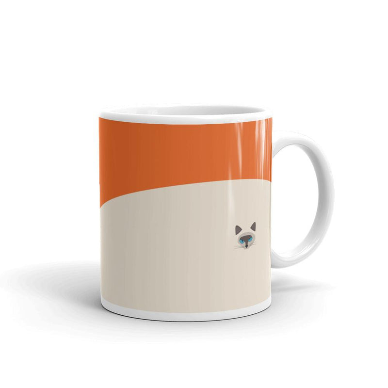 Inscrutable Cat 'Siamese Cat Orange' Mug Left Side in 11oz