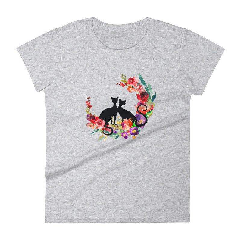 Floral Cat 'Loyalty' Women's Short Sleeve T-Shirt