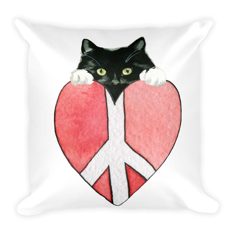 Peace Cat Square Pillow