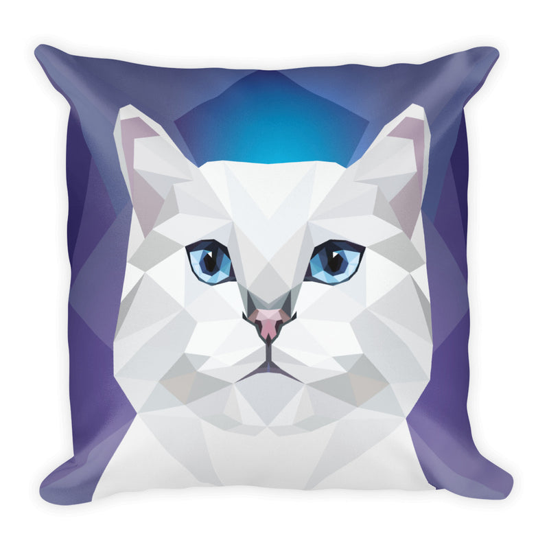 Color-Me Cat British Shorthair Square Pillow in Blue Background