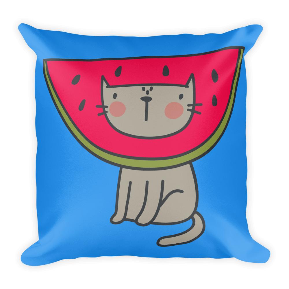 Summer Cat 'Watermelon' Pink Square Pillow