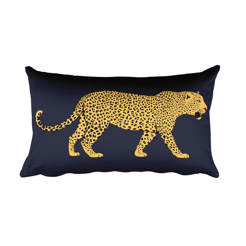 Wild Cat "Leopard' Black Rectangular Pillow
