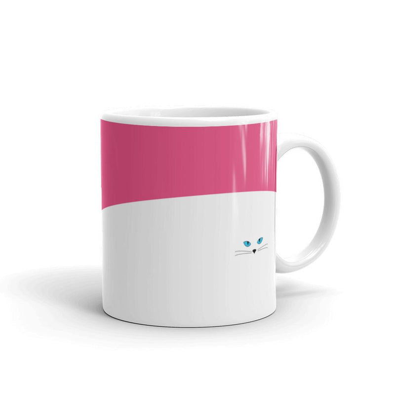 Inscrutable Cat Juicy Fruity Pink Mug Right Side View in 11oz