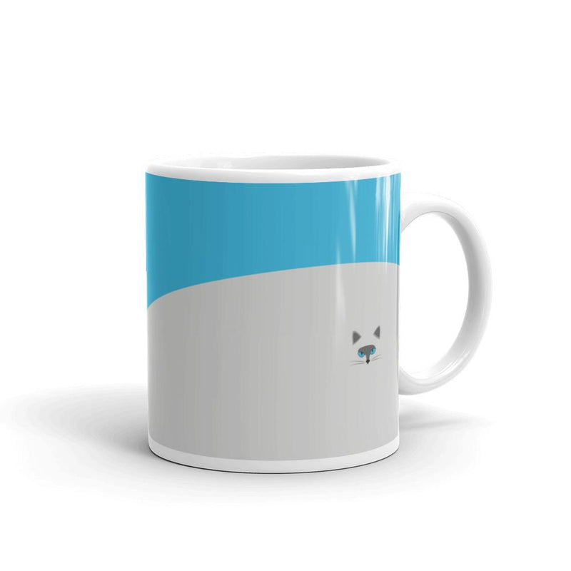 Inscrutable Cat Smoky Cat Blue Mug in Left Side View 11oz