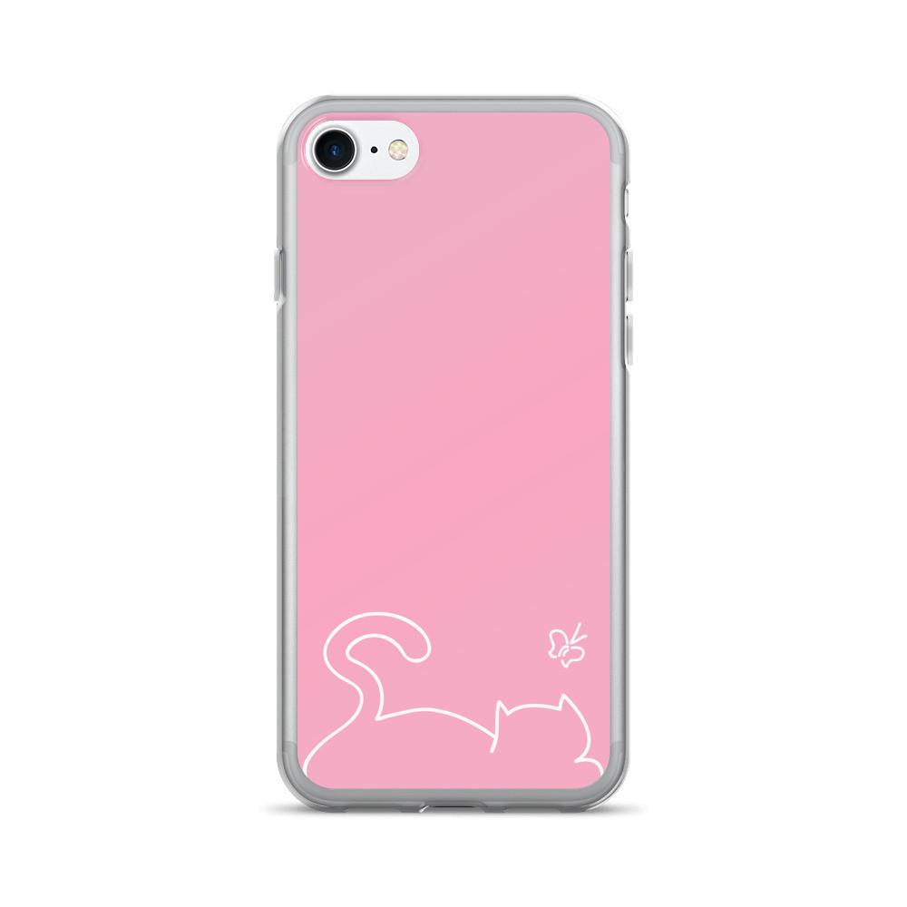 Minimalist Cat 'Recline Pink' iPhone 7/7 Plus Case