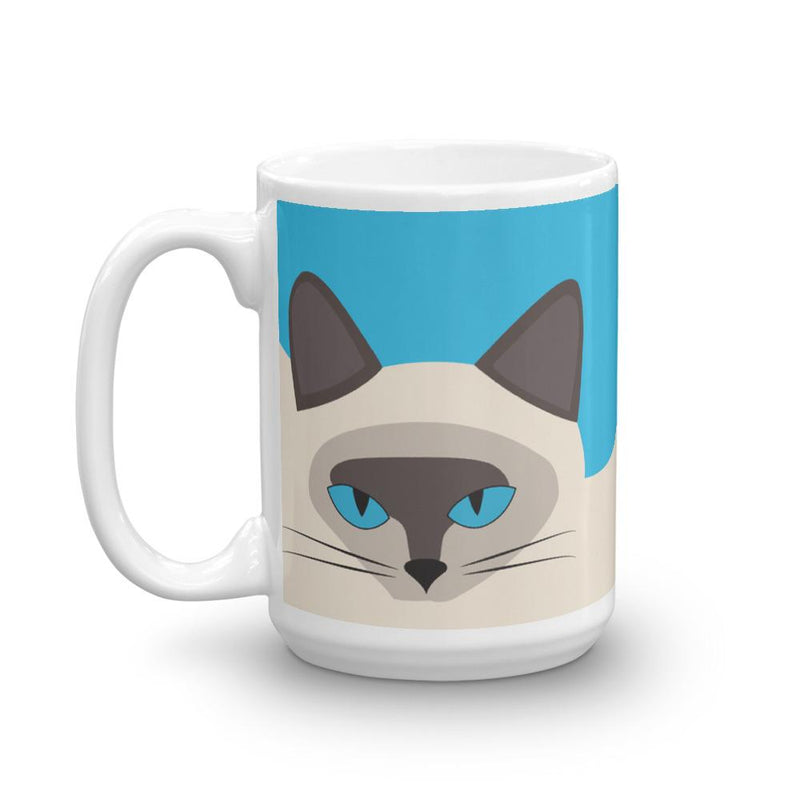 Inscrutable Cat Siamese Cat Blue Mug Right Side in 15oz