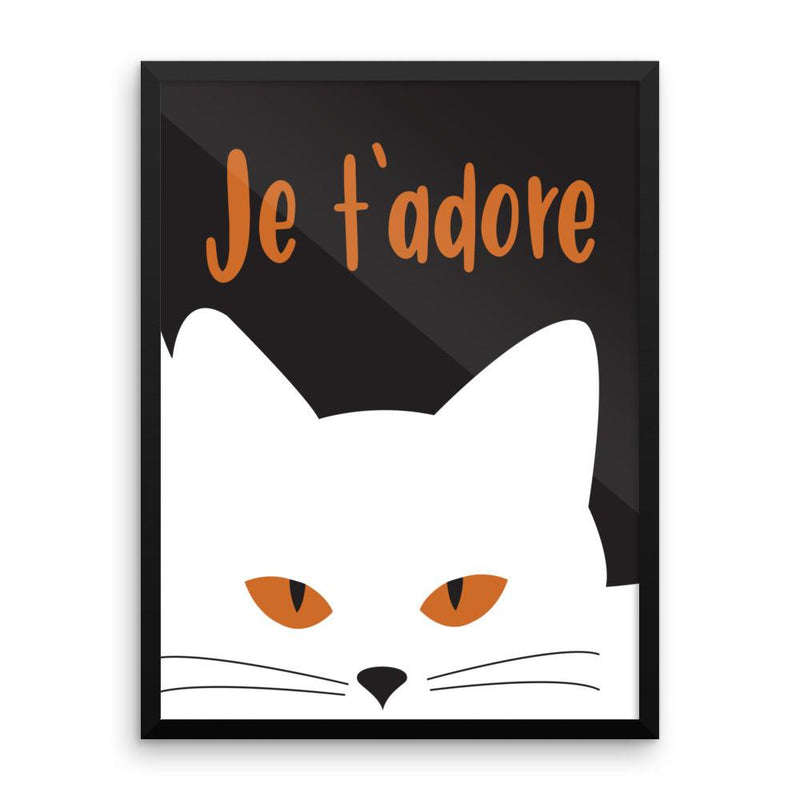 Inscrutable Cat 'Je T'Adore' Framed Matt Poster