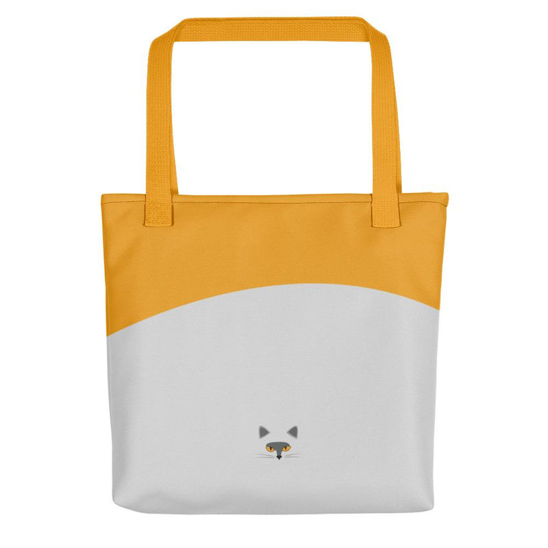 Inscrutable Cat Smoky Cat Gold Tote bag in Yellow Handle Back View