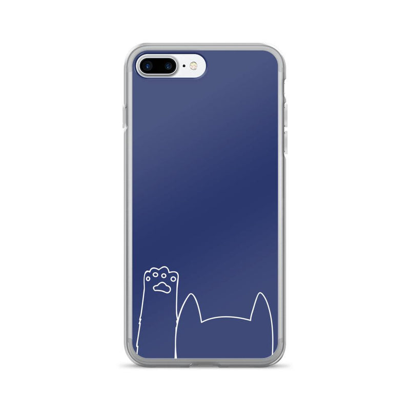 Minimalist Cat 'Hands Up Midnight Blue' iPhone 7/7 Plus Case