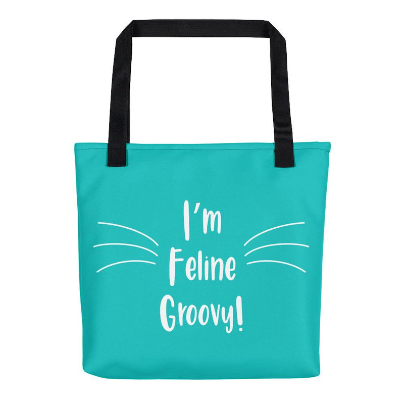 Wordy Cat 'Groovy' Teal Tote bag