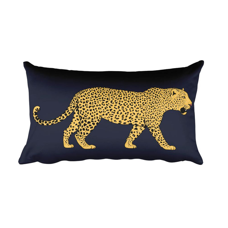 Wild Cat "Leopard' Black Rectangular Pillow