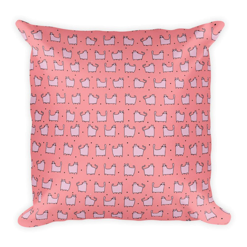 Pattern Cat 'Square Cat Salmon' Square Pillow