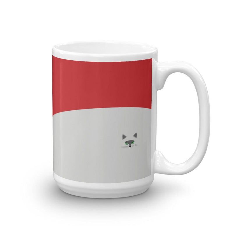 Inscrutable Cat Smoky Cat Red Mug in Left Side View 15oz