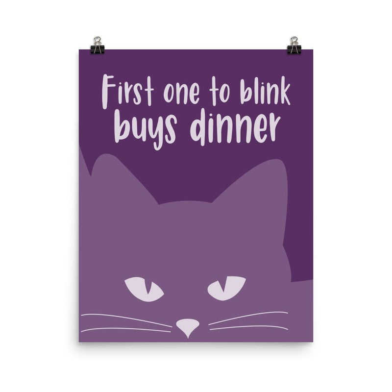 Inscrutable Cat "Purple Blink' Unframed Matt Poster