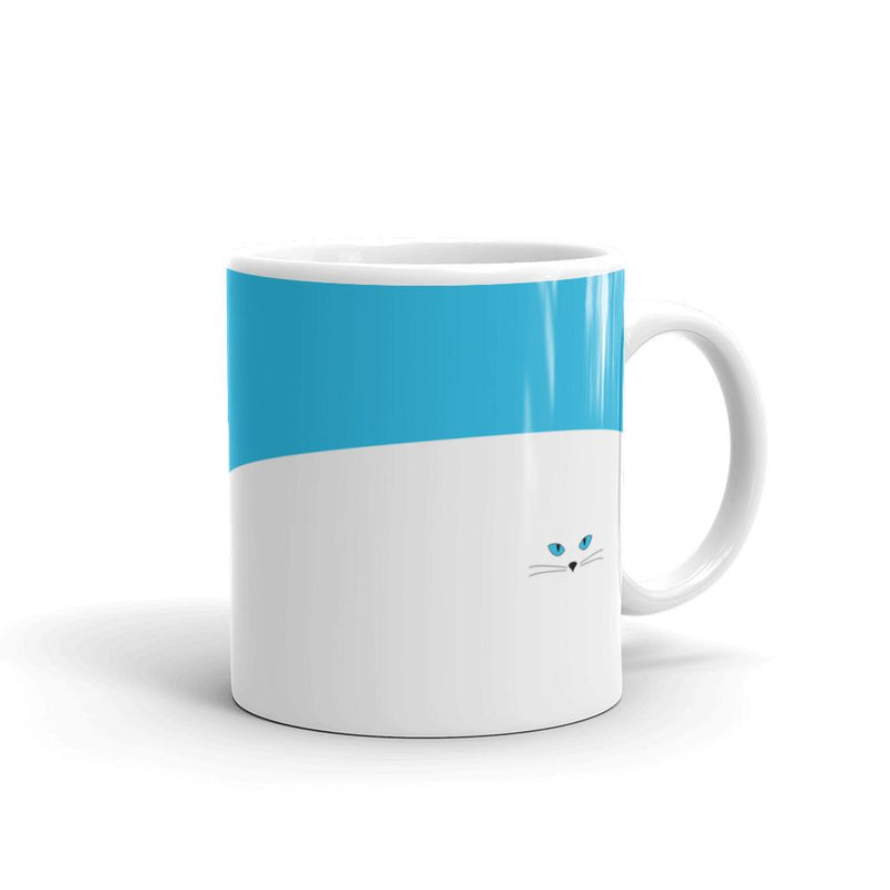 Inscrutable Cat Juicy Fruity Blue Mug Right Side View in 11oz