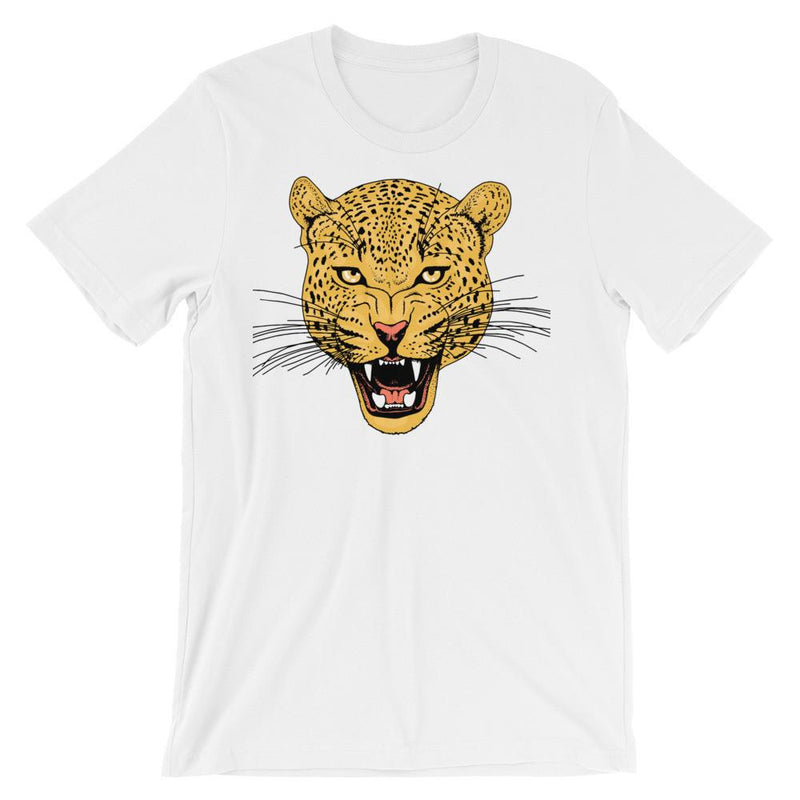 wild cat roaring leopard comfy unisex tee shirt