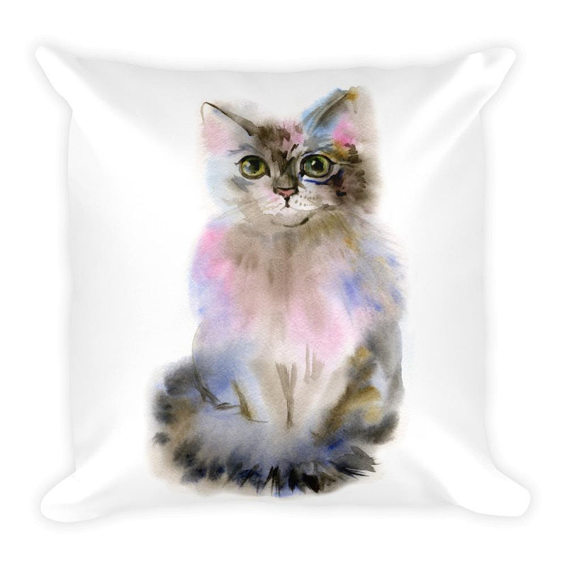 Color-Me Cat 'Siberian Watercolor' Square Pillow