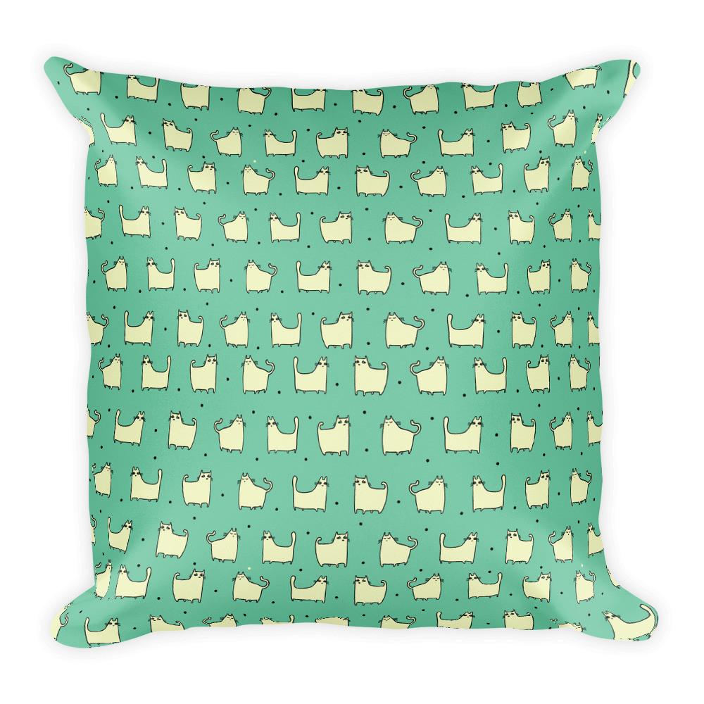Pattern Cat 'Square Cat Green' Square Pillow