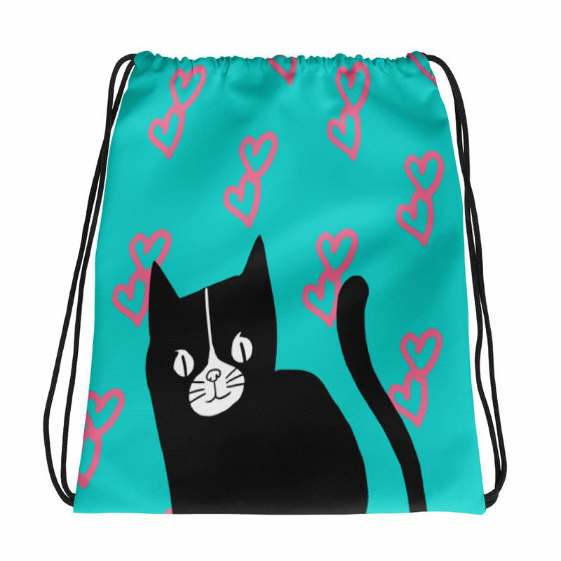 Evil Cat Hearts Persian Green Drawstring bag Backpack