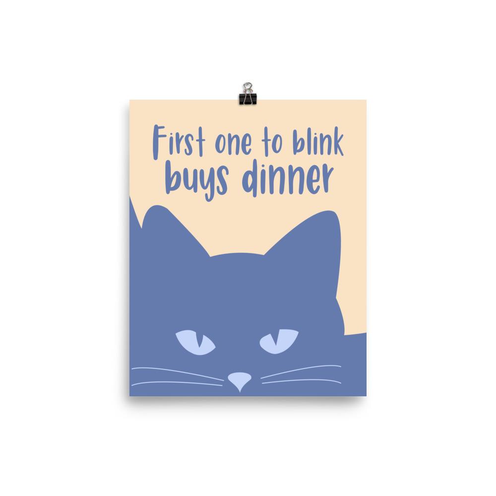 Inscrutable Cat 'Blue Blink' Unframed Matt Poster