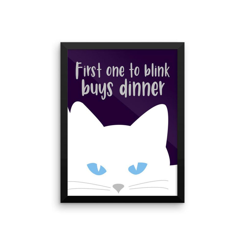 Inscrutable Cat 'Blink White' Framed Matt Poster