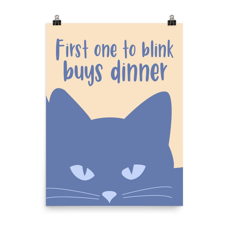 Inscrutable Cat 'Blue Blink' Unframed Matt Poster