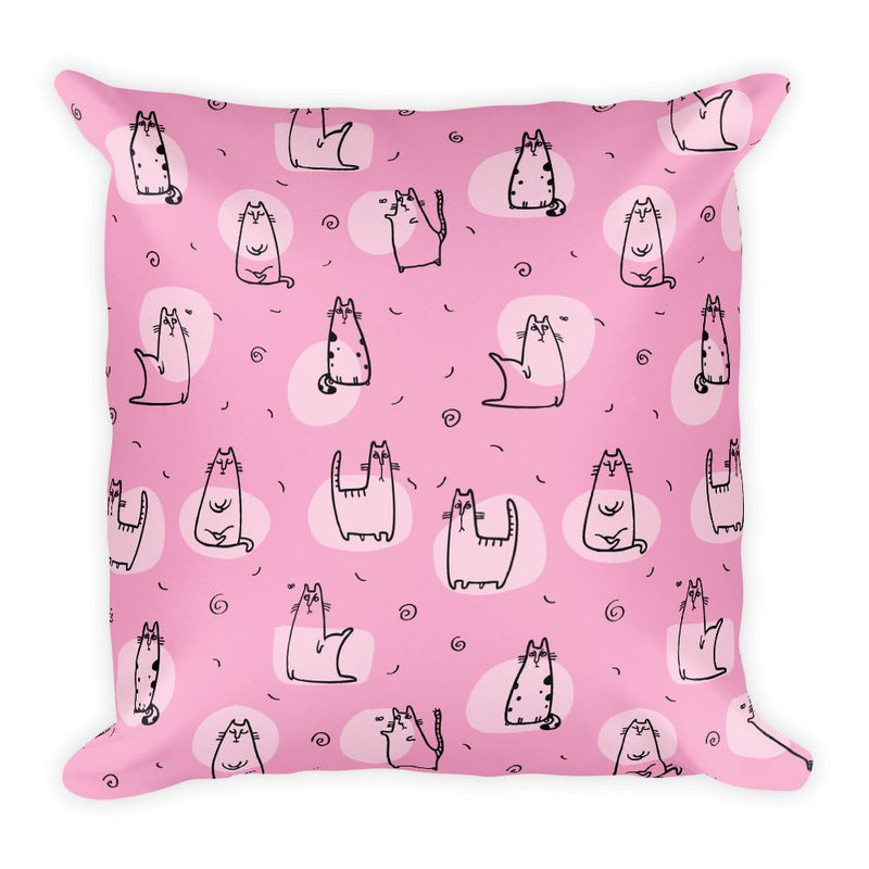 Pattern Cat 'Cool Cat Pink' Square Pillow