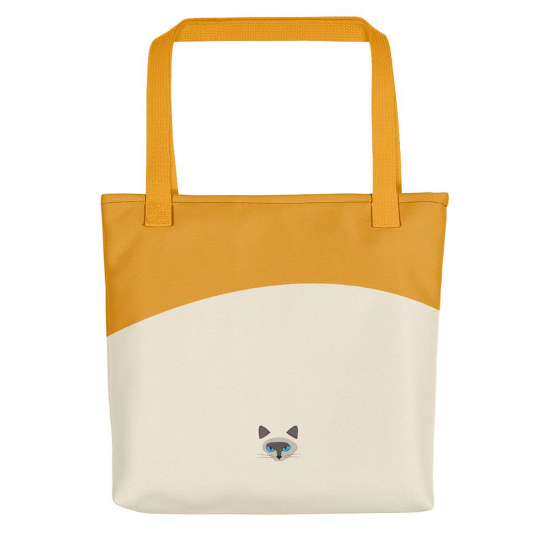 Inscrutable Cat 'Siamese Cat Gold' Tote bag in Yellow Handle Back