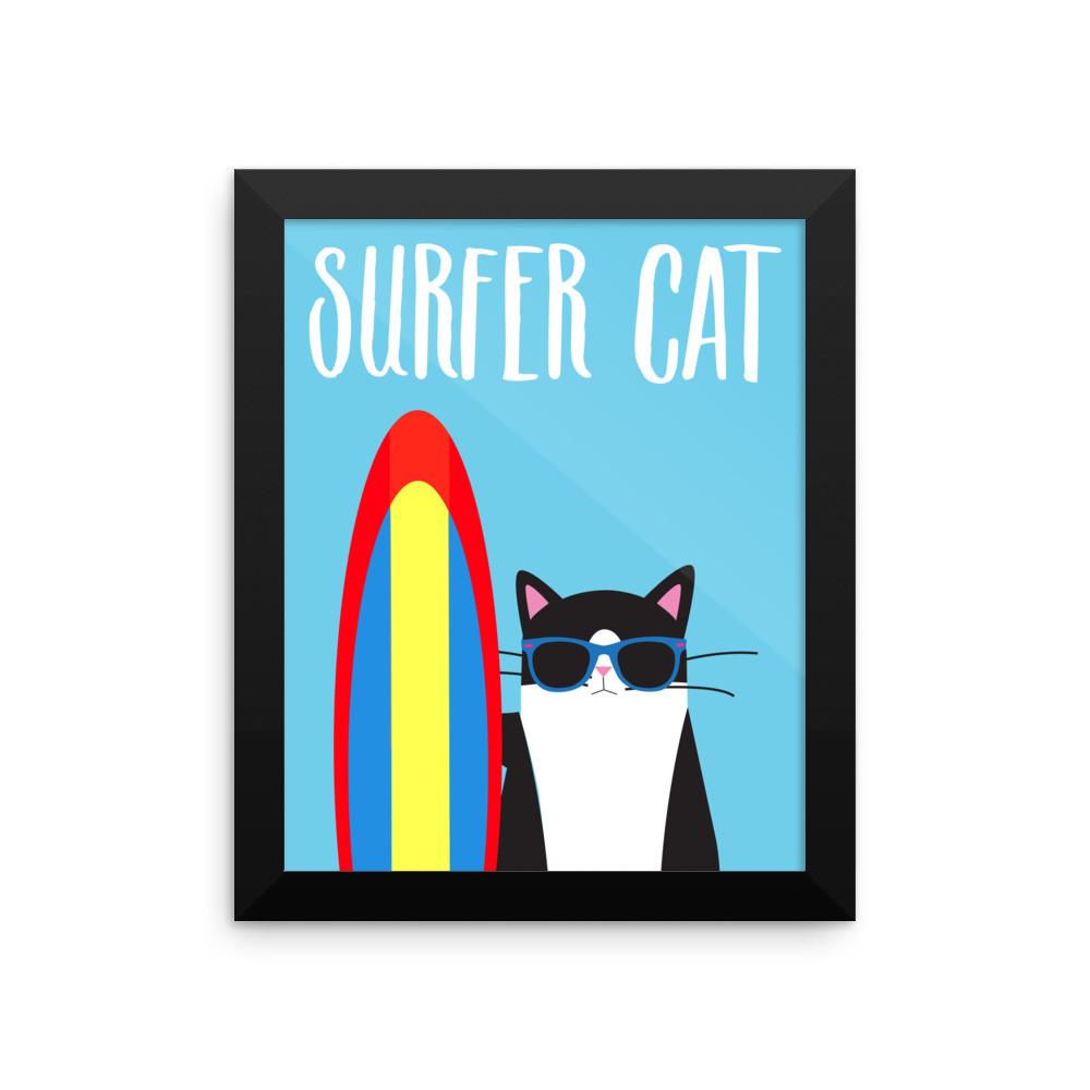 Cosmo Cat 'Surfer' Framed Matt Poster
