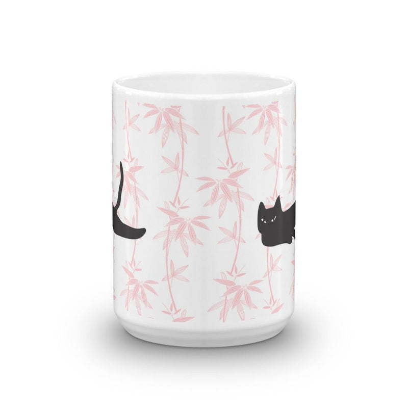 Cat Noir Floral Pink Mug in Middle View 15oz