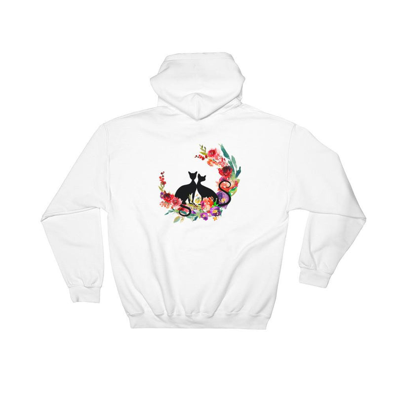 Floral Cat 'Love' Hooded Sweatshirt