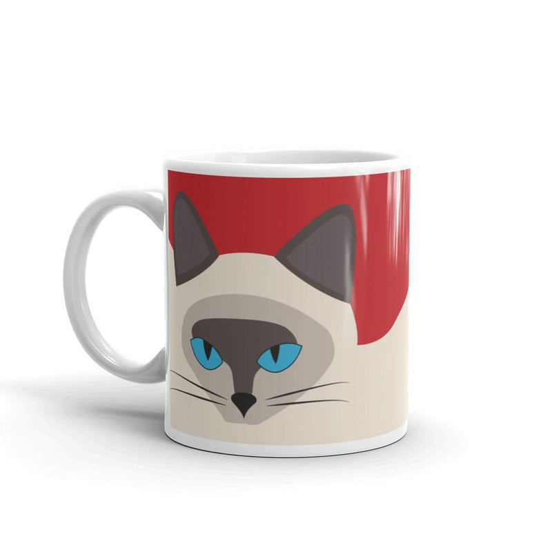 Inscrutable Cat Siamese Cat Red Mug Right Side in 11oz