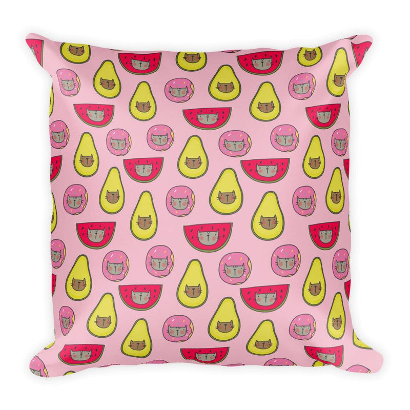 Summer Cat 'Pink Fruity Medley' Square Pillow
