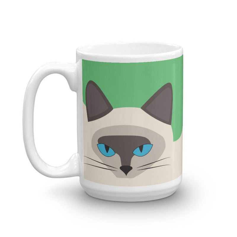 Inscrutable Cat Siamese Cat Green Mug Right Side in 15oz