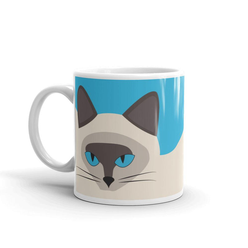 Inscrutable Cat Siamese Cat Blue Mug Right Side in 11oz