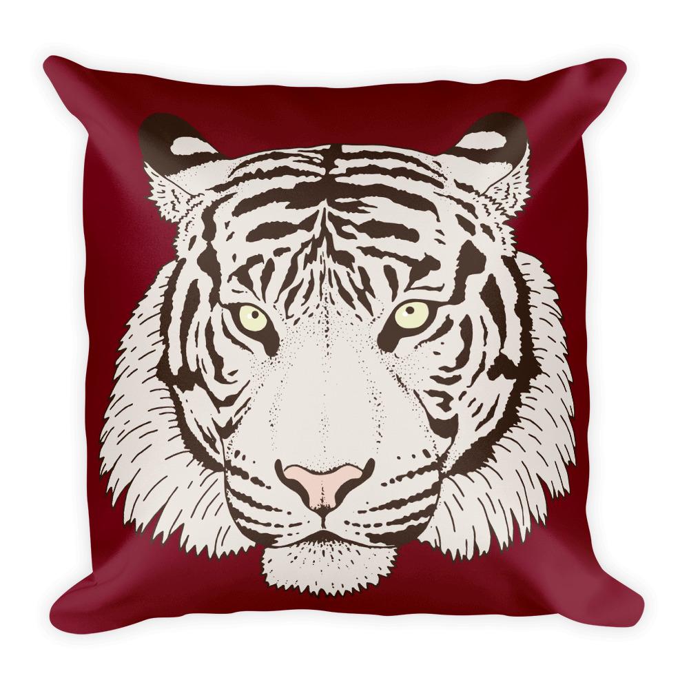Wild Cat 'Tiger Eyes' Ruby Red Square Pillow