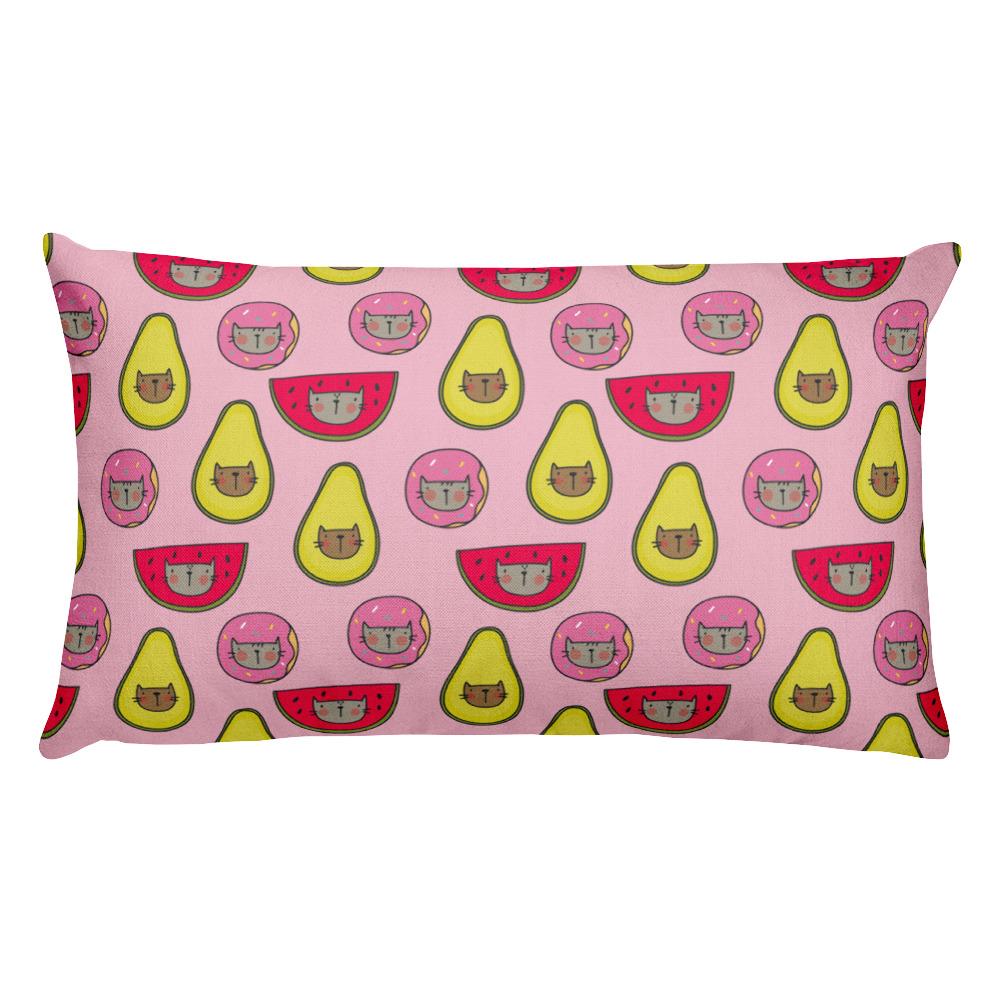 Summer Cat 'Pink Fruity Medley' Rectangular Pillow