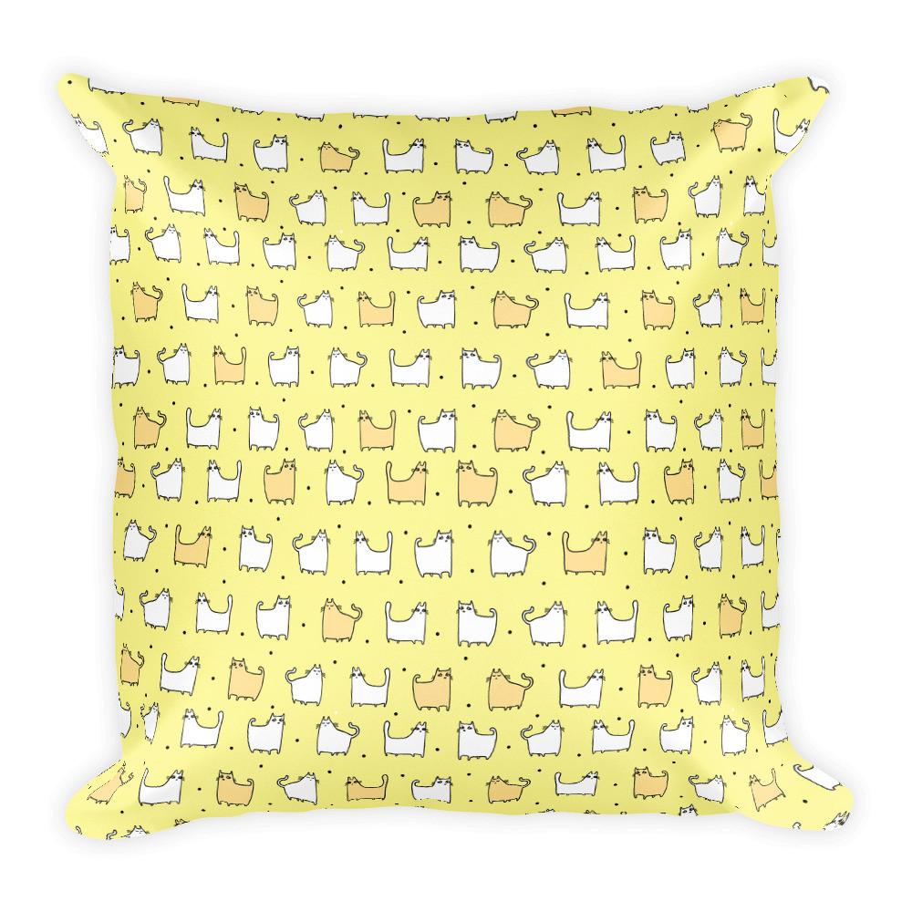 Pattern Cat 'Square Cat Lemony' Square Pillow