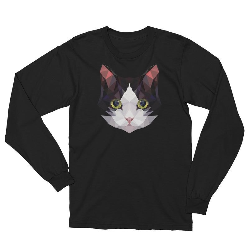 Color-Me Cat Tuxedo Unisex Long Sleeve T-Shirt in Black