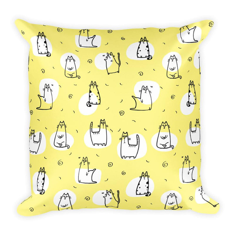 Pattern Cat 'Cool Cat Lemony' Square Pillow