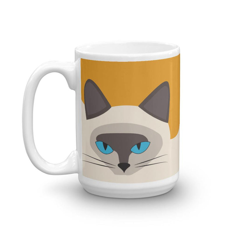 Inscrutable Cat Siamese Cat Gold Mug Right Side in 15oz